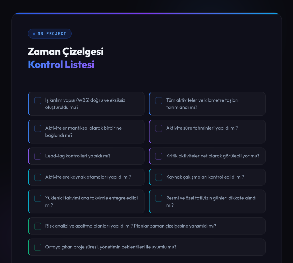 MS Project Checklist
